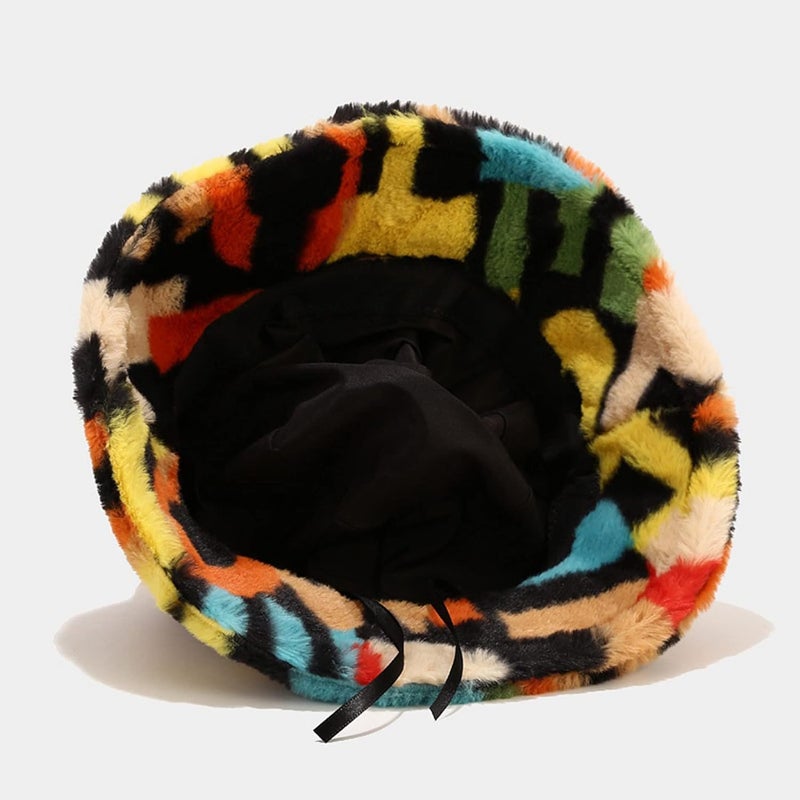 Dirholl Women's Winter Faux Fur Fuzzy Warm Bucket Hat - Image 4
